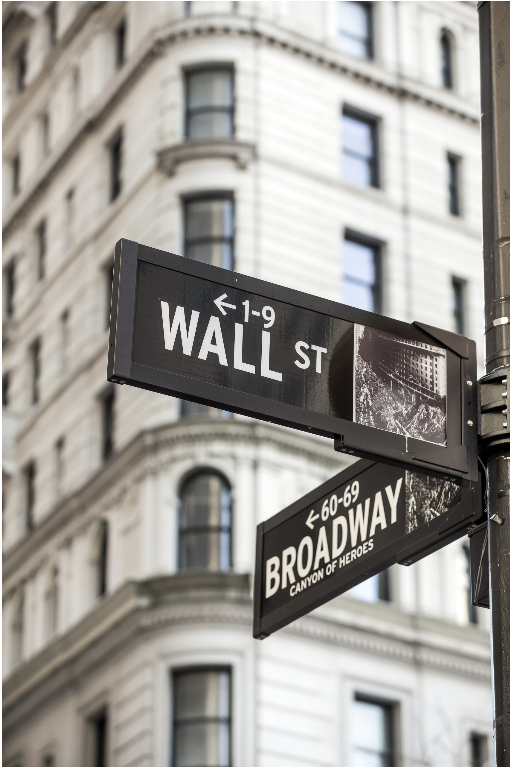Wall Street and Broadway sign